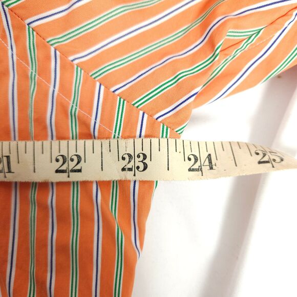 VTG Polo Ralph Lauren Men 16.5 Orange Striped Regent Custom Fit Dress Shirt - Picture 5 of 7